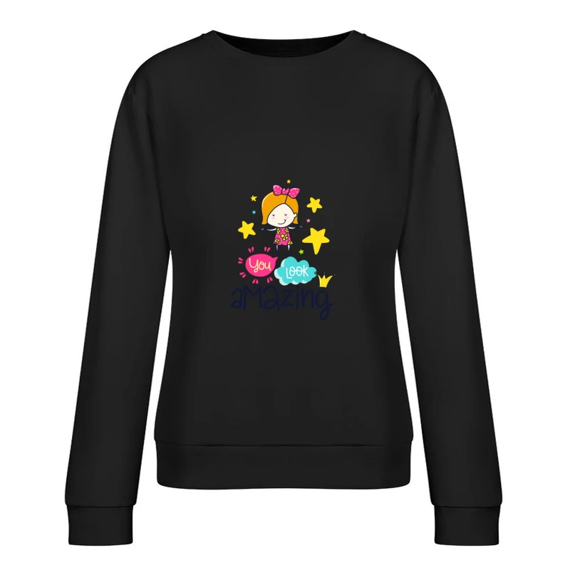 Fille avec Étoiles et Message Inspirant Femme Sweat-shirt à enfiler