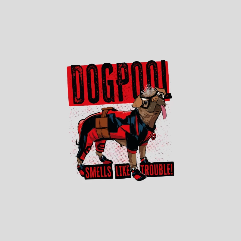 Funny "Dogpool" Pug Superhero Comic Style T-Shirt Design Baseball Cap