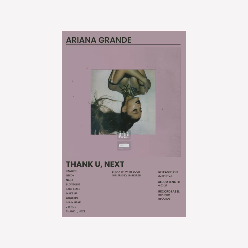 Ariana Grande's "Thank U, Next" Album Cover and Track List Female T-Shirt