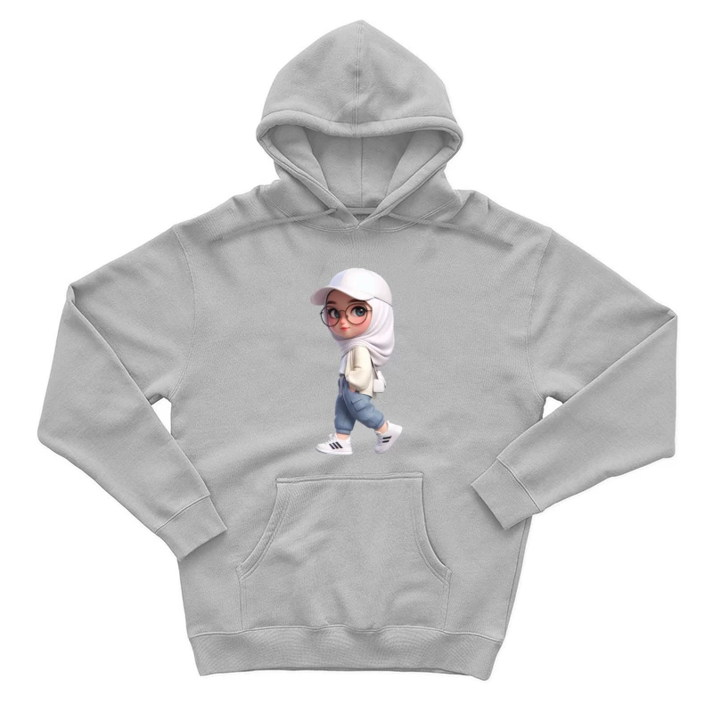 Stilvolles Mädchen mit Brille und Hijab Herren Pullover Hoodie