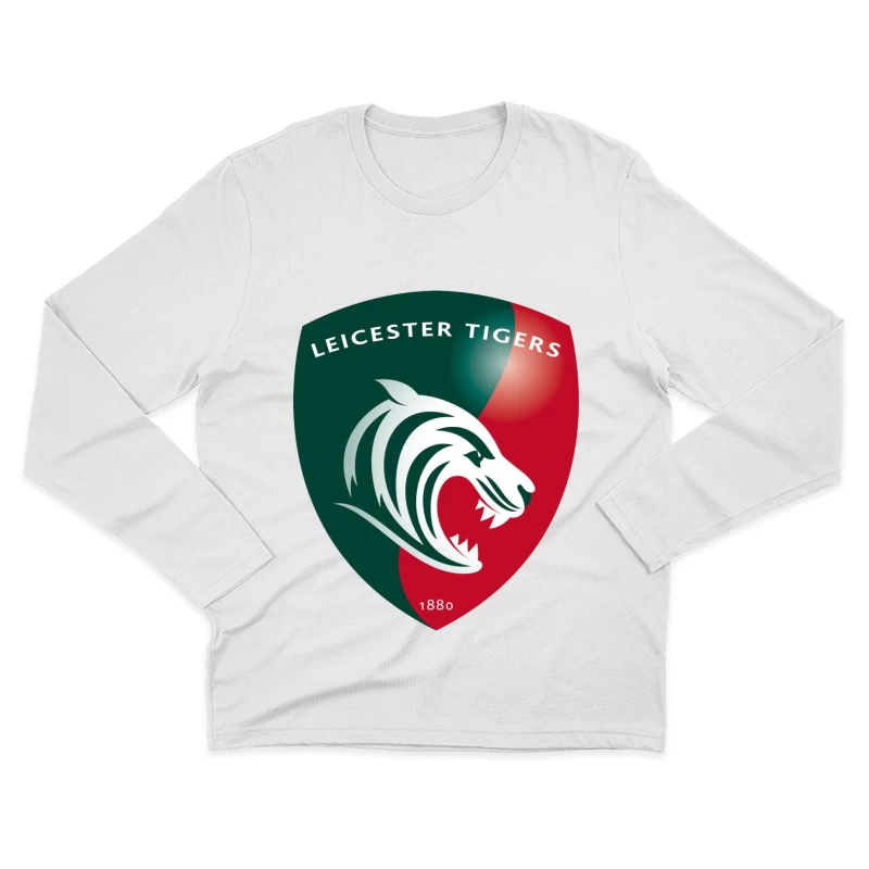 Leicester Tigers Rugby Club Official Logo Shield with Tiger Emblem Male Long Sleeve T-Shirt