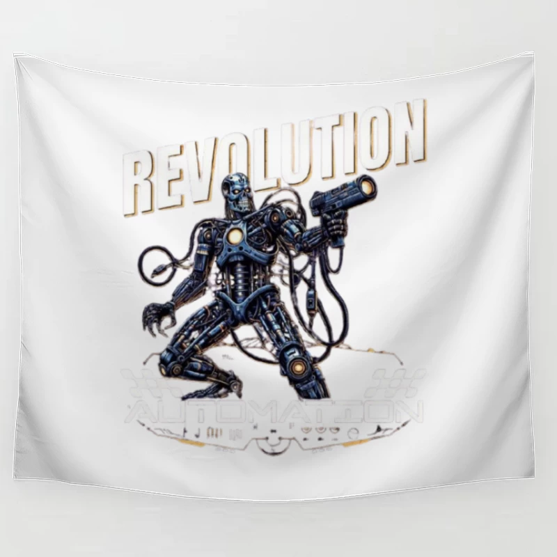 Combat Robot Revolution Sci-Fi Art Tapestry