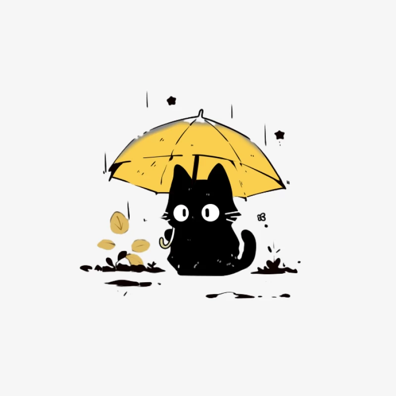 Schwarze Katze mit Regenschirm im Regen Herren Pullover Sweatshirt