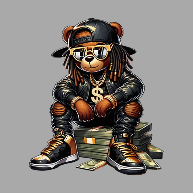 Hip-Hop-Bär mit Sonnenbrille und Geld Herren Pullover Hoodie