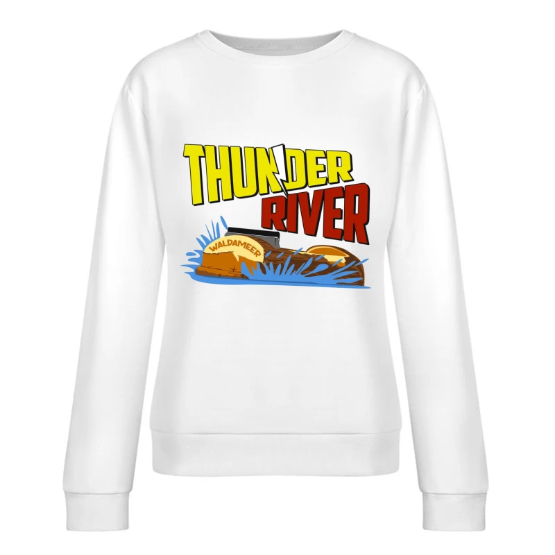 Thunder River Water Ride Logo at Waldameer Park Female Pullover Sweatshirt