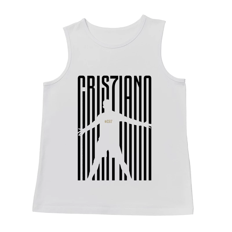 Minimalist CR7 Silhouette with Striped Background Design Male Tank Top