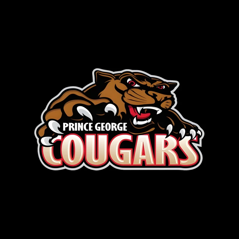 Prince George Cougars Sports Team Logo with Fierce Cougar Mascot Prince George Cougars Tapestry