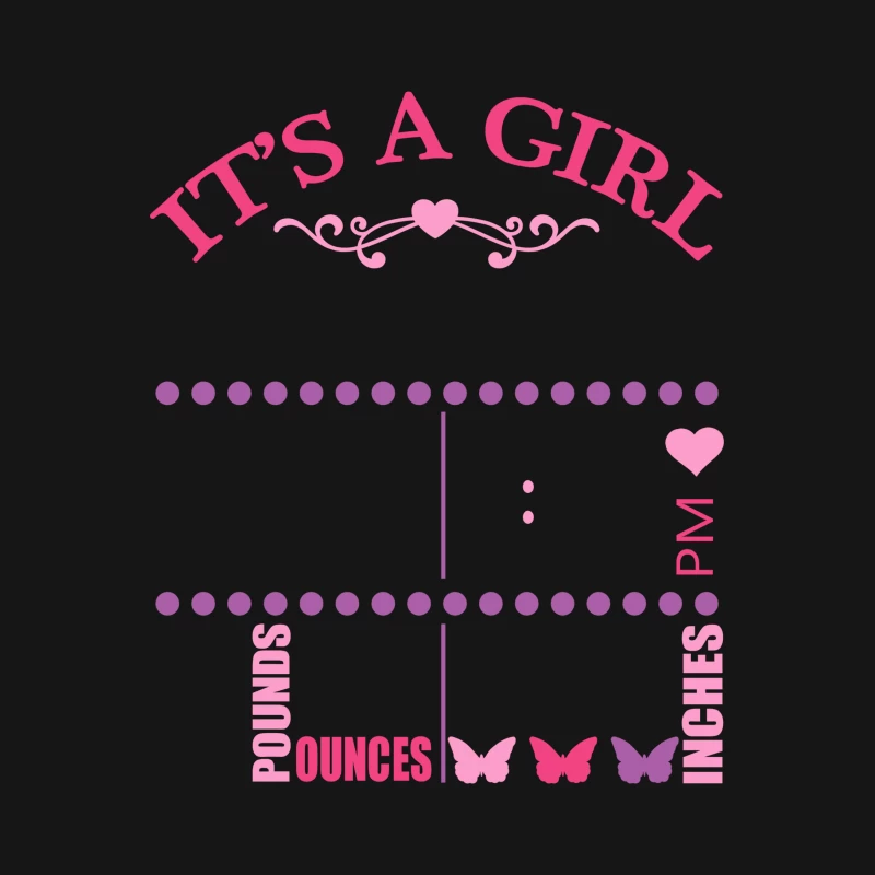 Annonce de naissance fille avec cœurs et papillons Femme T-Shirt