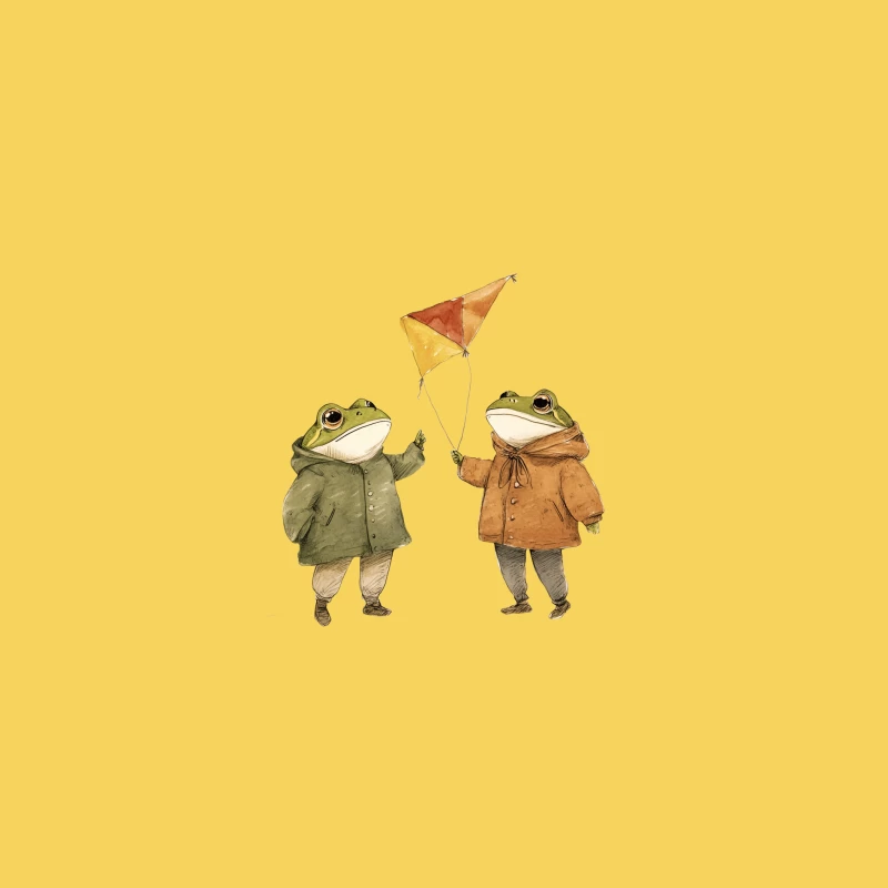 Whimsical Frog Friends Flying a Kite Bucket Hat
