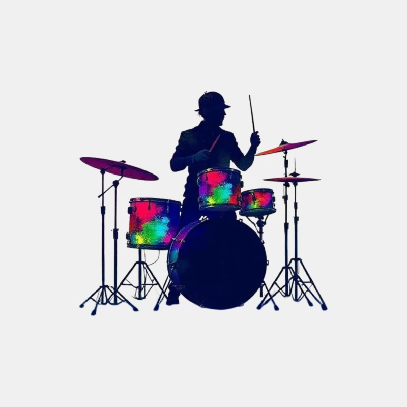 Colorful Silhouette of a Drummer Male Tank Top