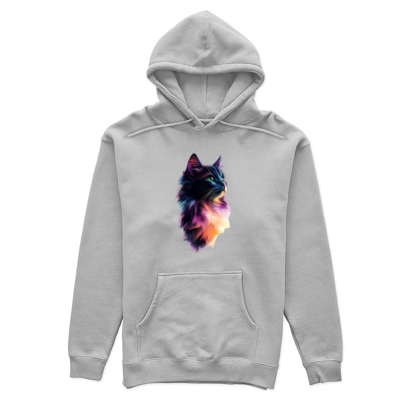Colorful Cat Profile in Vibrant Digital Art Female Pullover Hoodie