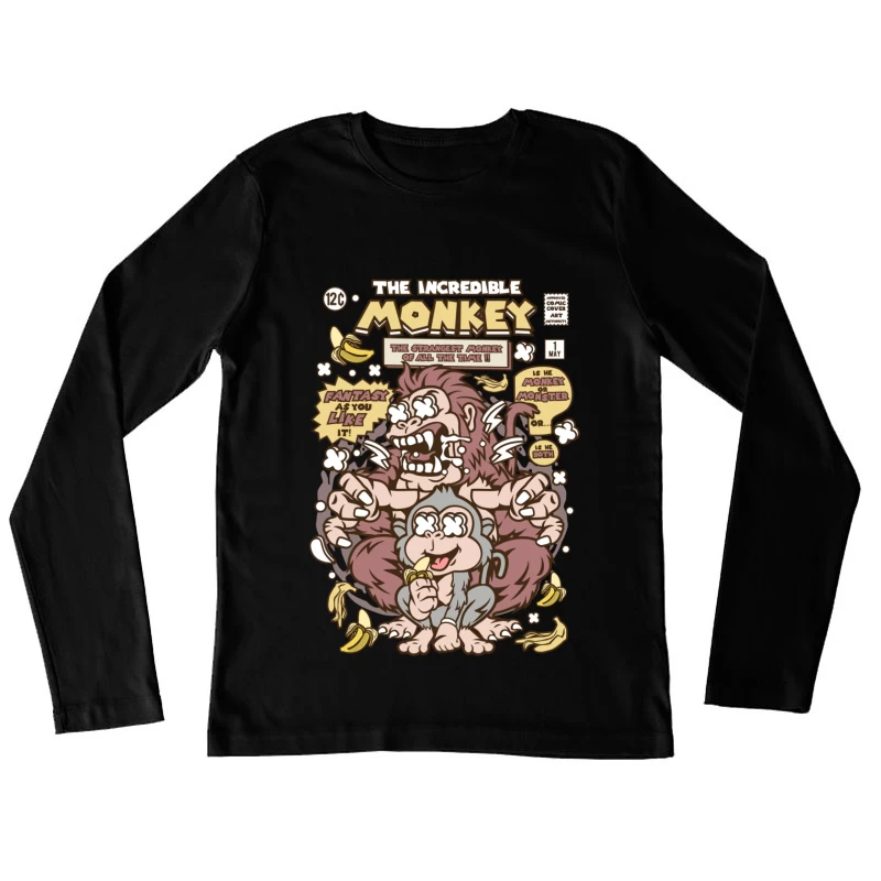 Bande Dessinée du Singe Incroyable Femme Manches Longues T-Shirt