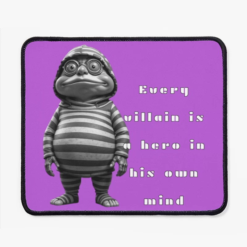 Quirky Cartoon Dinosaur in Striped Outfit and Glasses Mouse Pad