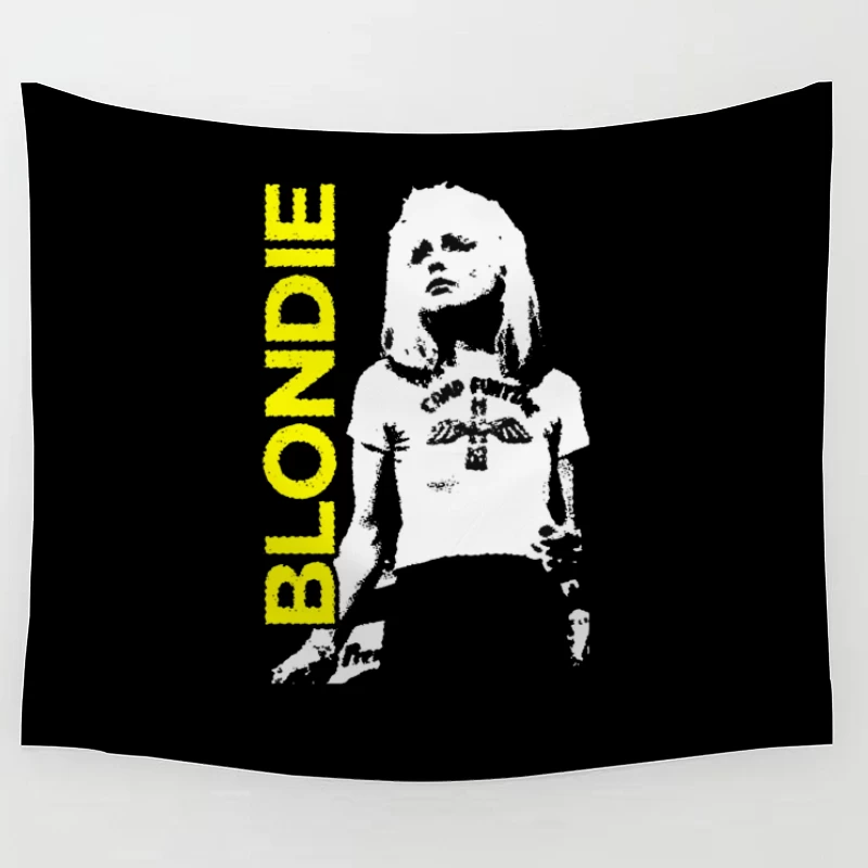 Black and White Punk Rock Artistic Portrait Tapestry