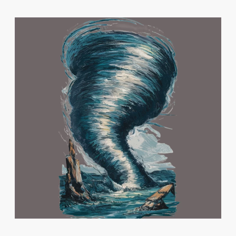 Powerful Water Spout Tornado Raging Over Stormy Sea Throw Pillow