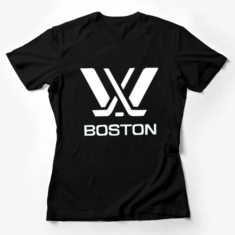 Boston Hockey Team Logo Line Drawing Female T-Shirt