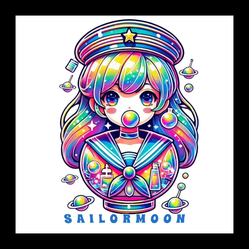 Rainbow Kawaii Sailor Moon Space Art Pin