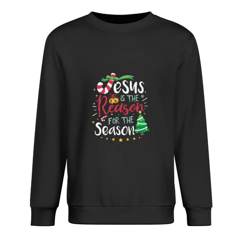 Message de Noël avec Jésus, bonbons et arbre Homme Sweat-shirt à enfiler