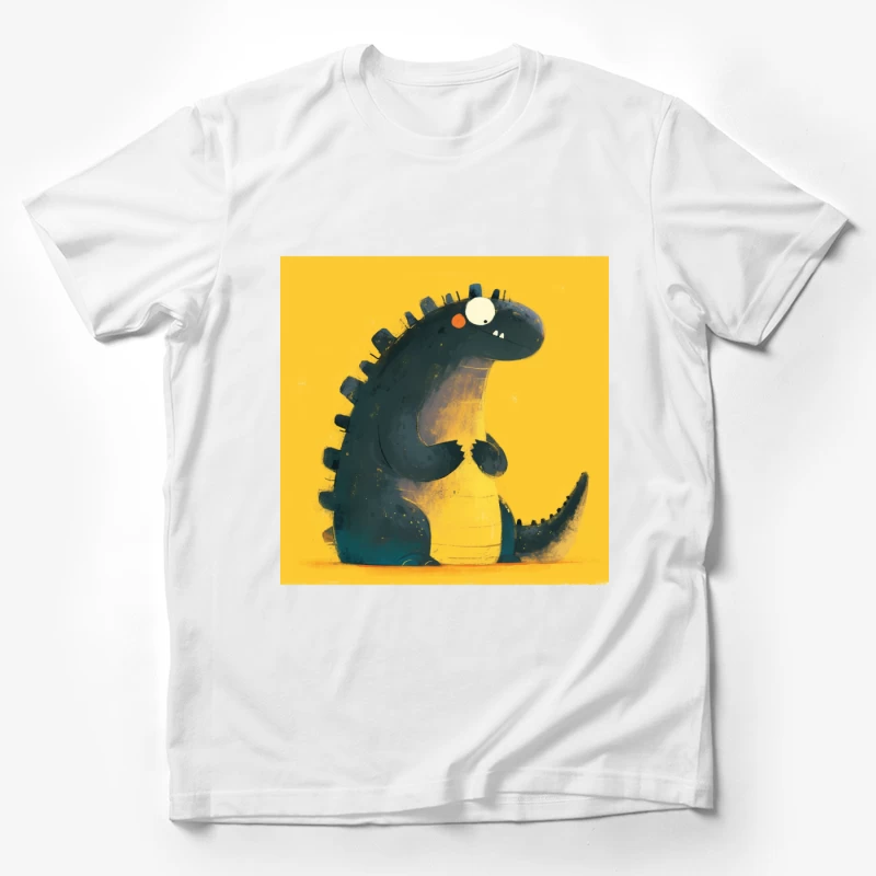 Cute Cartoon Dinosaur Character on Yellow Background Male T-Shirt