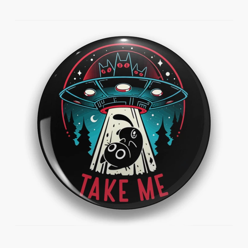 Take Me – UFO & Cat Abduction Whimsy Pin