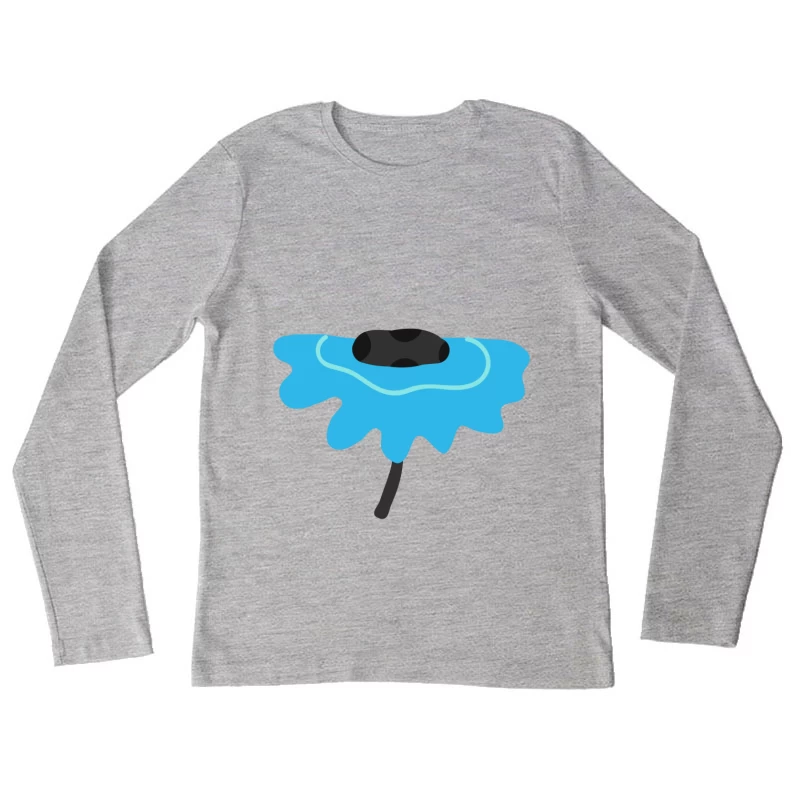 Fleur abstraite bleue Femme Manches Longues T-Shirt