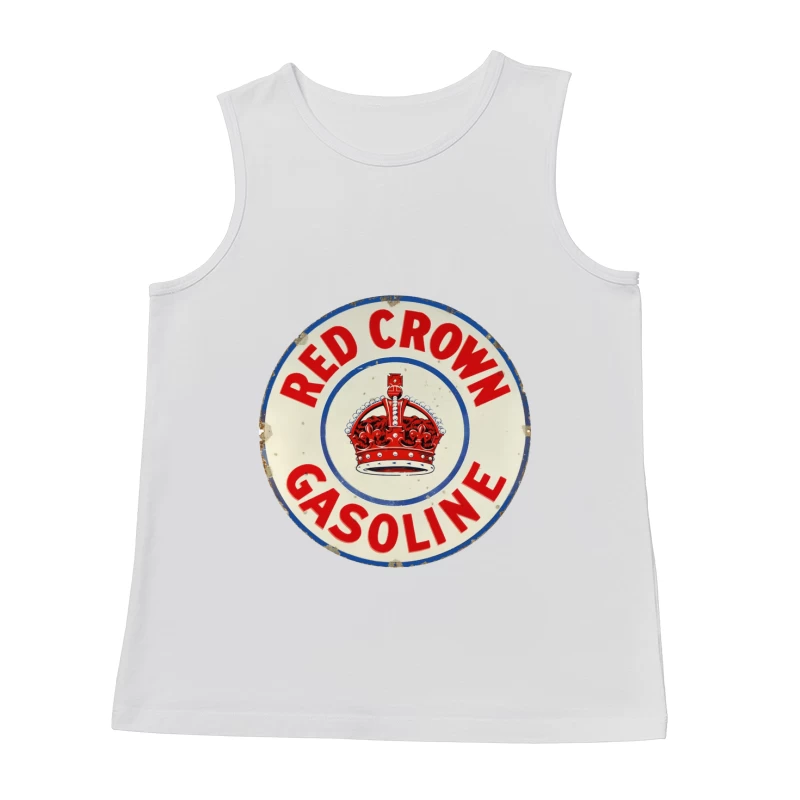 Vintage Red Crown Gasoline Round Metal Sign with Royal Crown Logo Male Tank Top