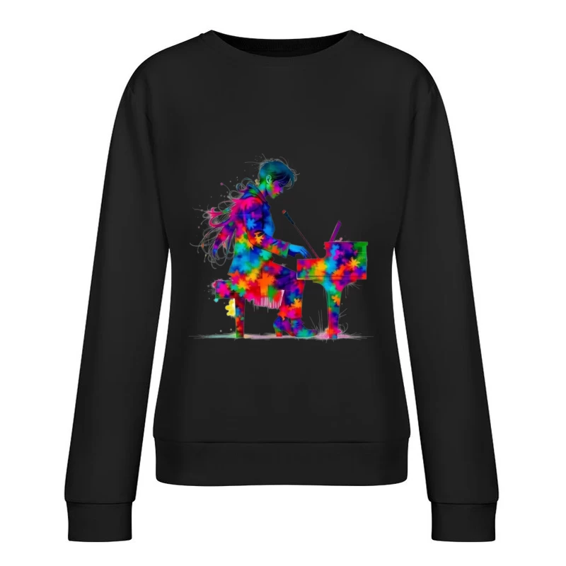 Colorful Piano Performance Female Pullover Sweatshirt