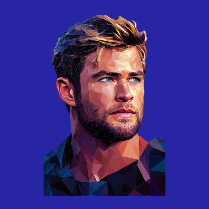 Geometric Low Poly Portrait of Blue-Eyed Bearded Man Male Tank Top