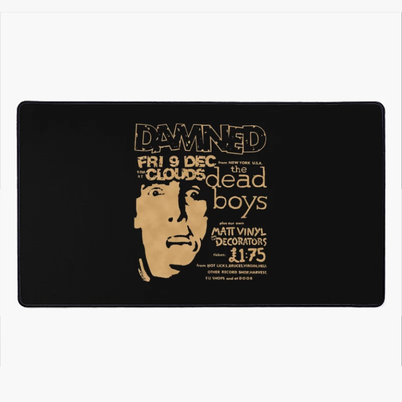 Vintage Concert Poster for The Damned with Clouds and Dead Boys - December 9th Desk Mat