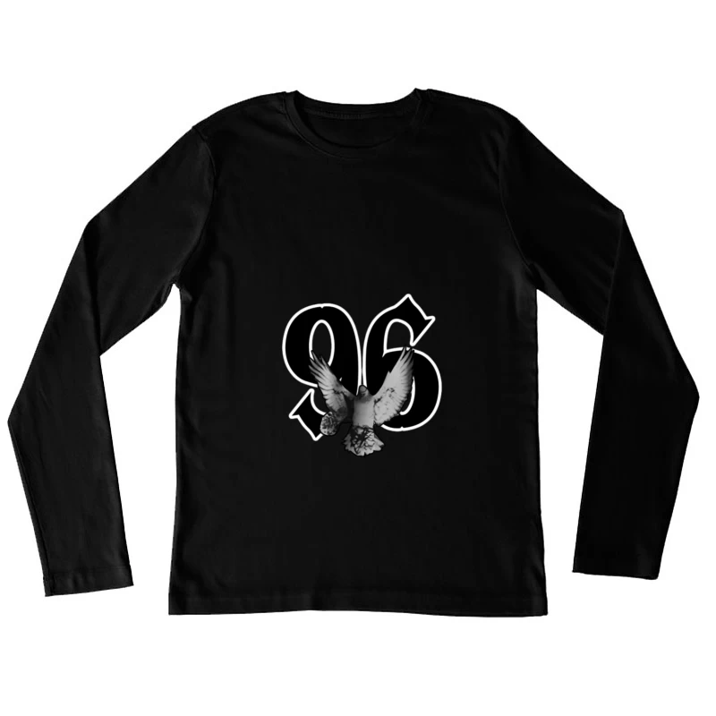 Schwarze Taube vor Nummer 96 Damen Langarm T-Shirt