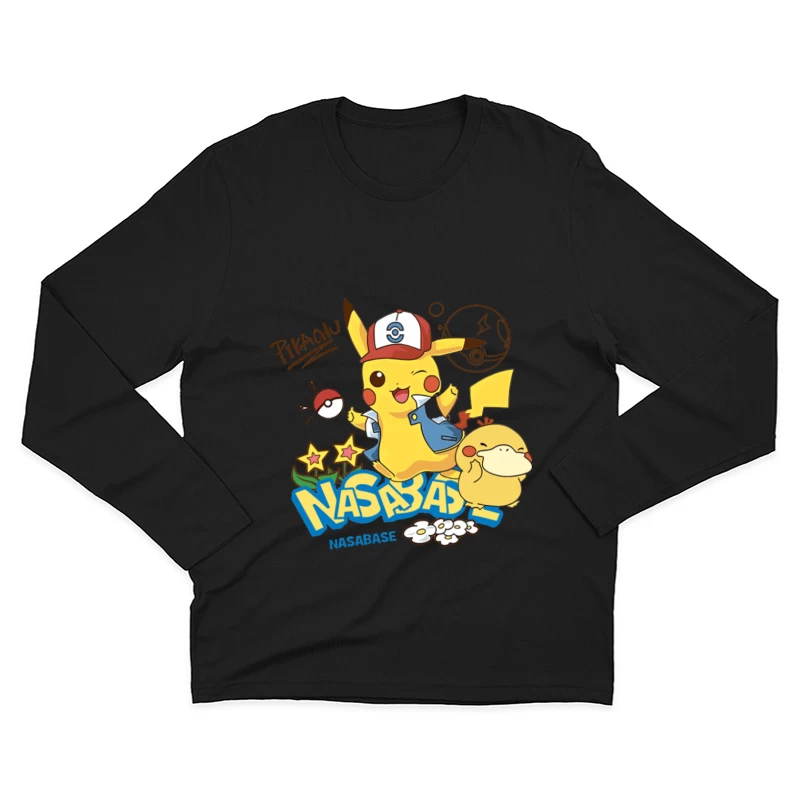 Pikachu und Enton Abenteuer Herren Langarm T-Shirt