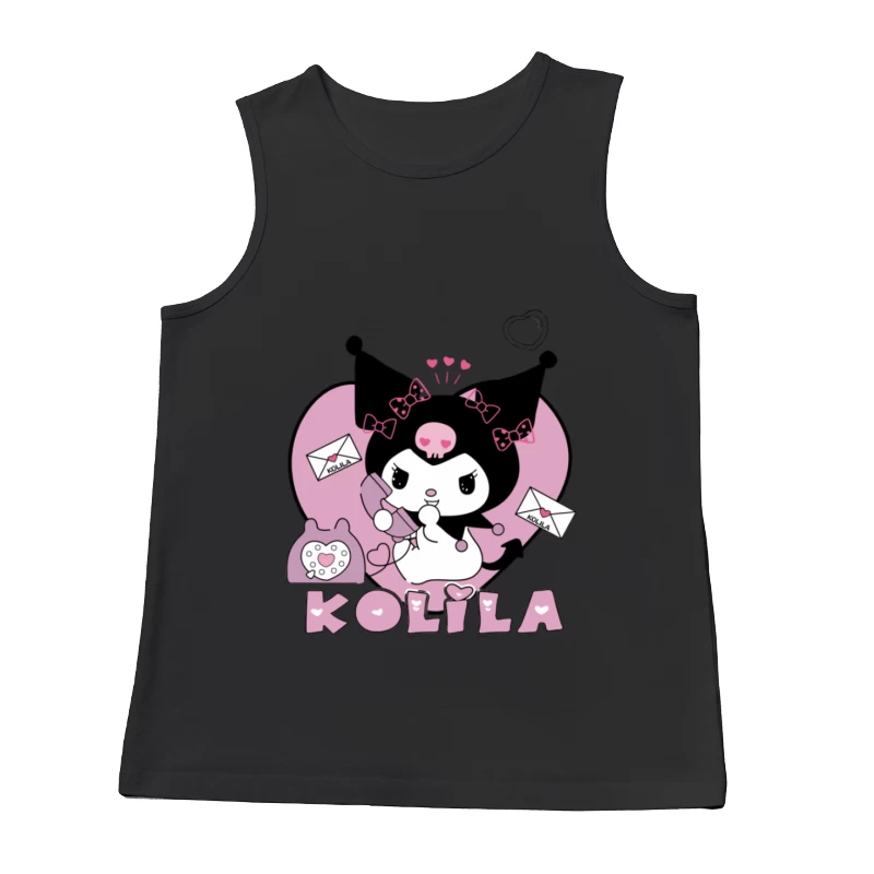 Süßes Kuromi-Design mit Telefon und Briefen Herren Tanktops