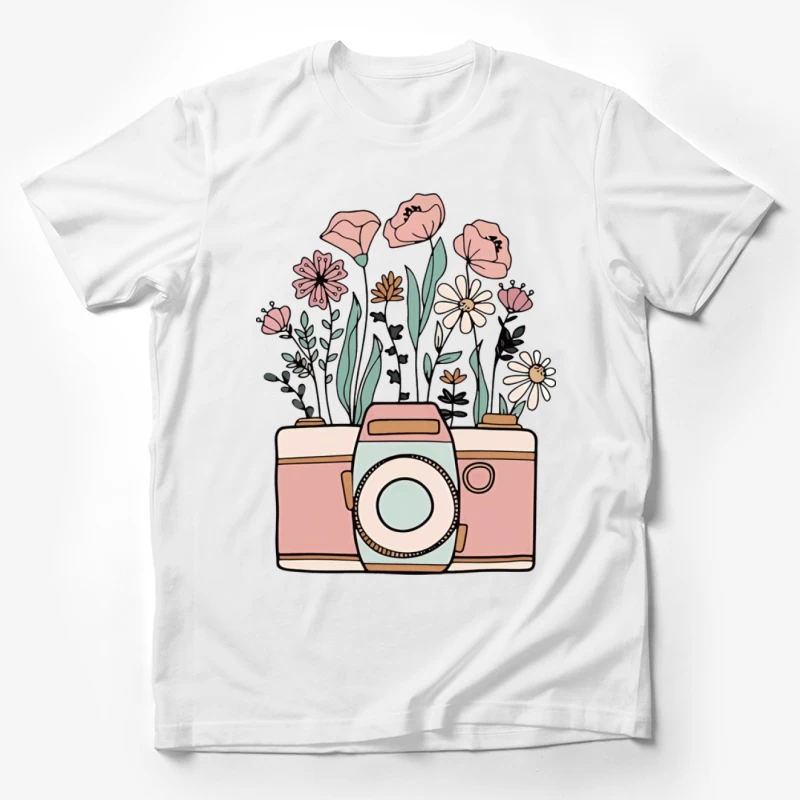 Kamera mit Blumenillustration Herren T-Shirt