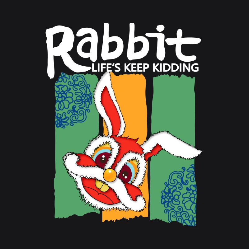 Fröhlicher roter Hase mit buntem Hintergrund Herren Pullover Hoodie