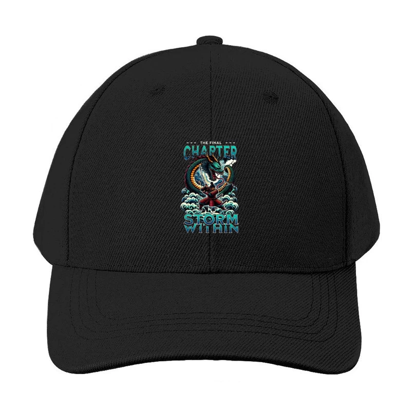 Epic Samurai Warrior Facing Dragon in Storm Within Chapter Art Baseball Cap