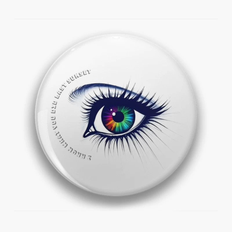 Mesmerizing Rainbow Eye Digital Art Pin