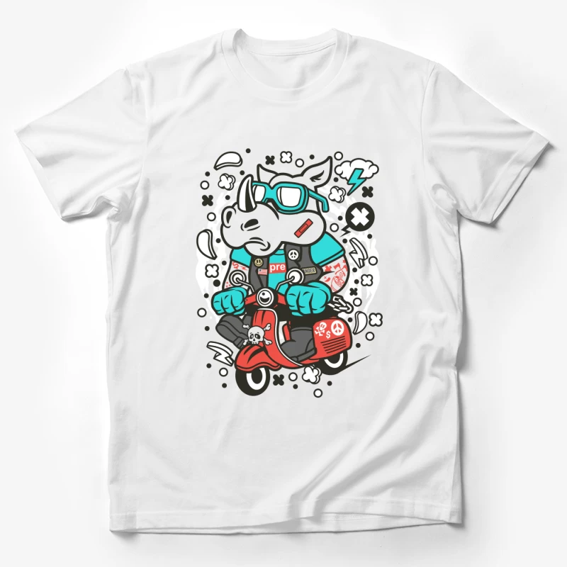 Rhinocéros Motard sur Scooter Homme T-Shirt