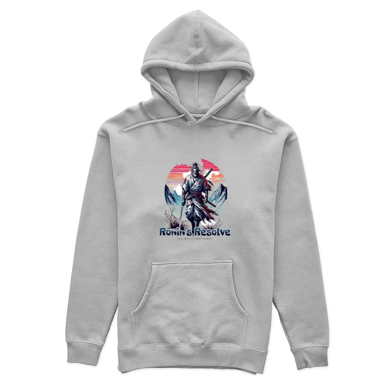 Lone Ronin's Resolve Against Mountain Sunset Female Pullover Hoodie