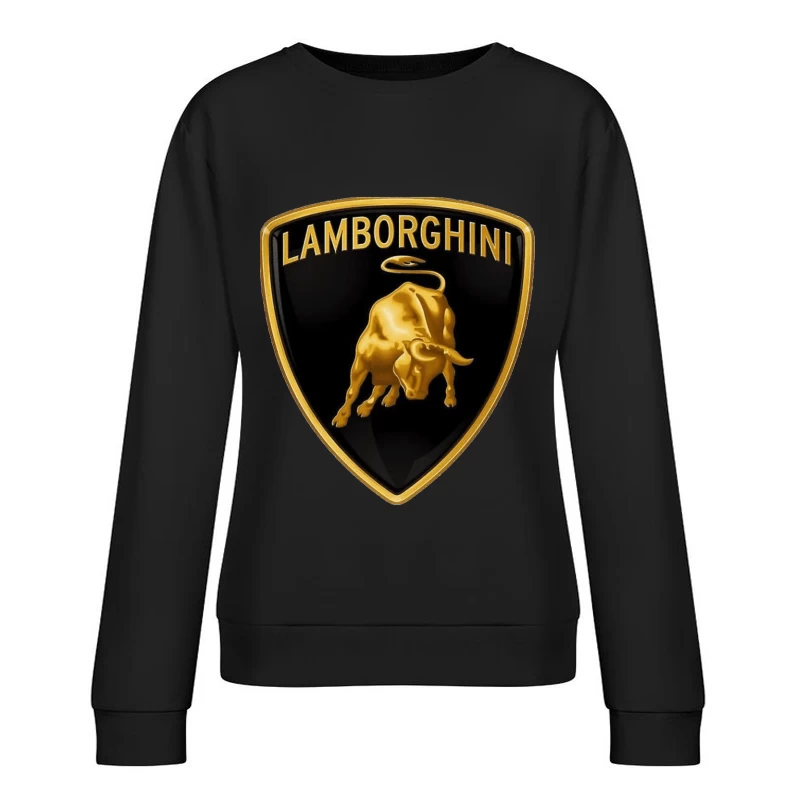 Lamborghini Luxury Automotive Brand Logo with Golden Bull Emblem Female Pullover Sweatshirt