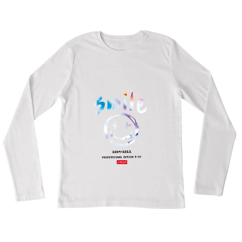 Fröhliches Smiley-Gesicht Design Damen Langarm T-Shirt