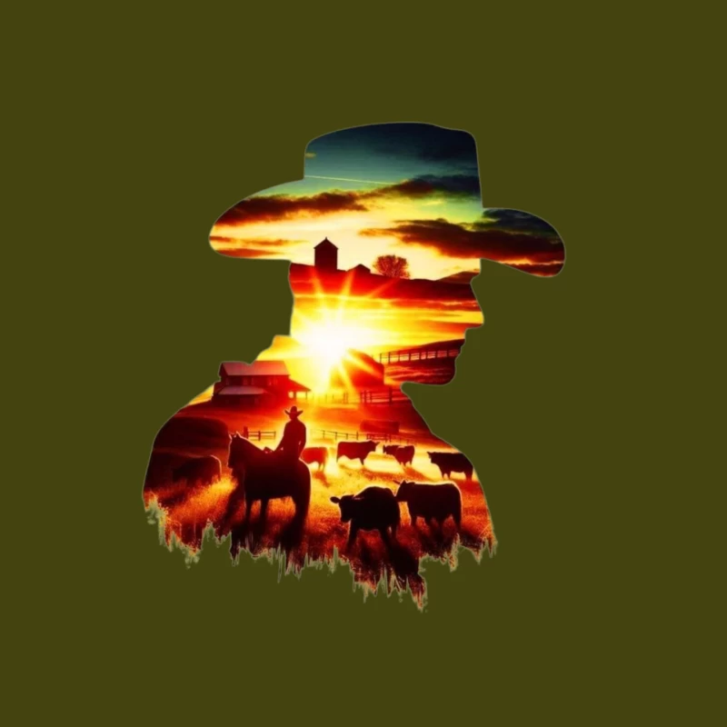 Silhouette of a Cowboy at Sunset Mouse Pad