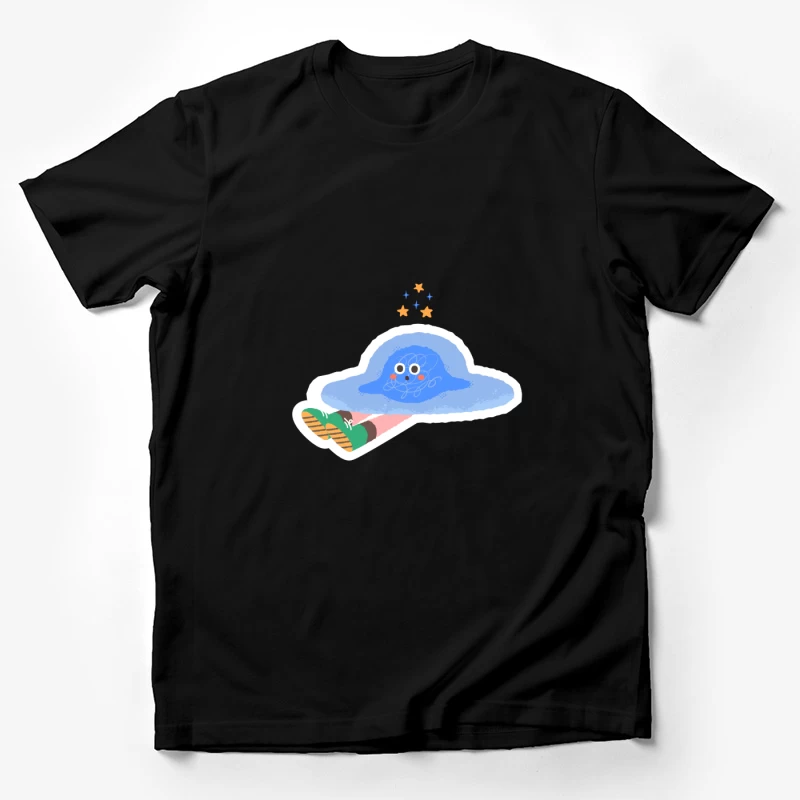 Blauer Hut mit Sternen und Beine in grünen Schuhen Herren T-Shirt