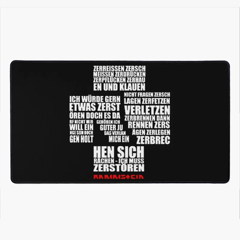 Rammstein Typography Art with German Text on White Background Desk Mat