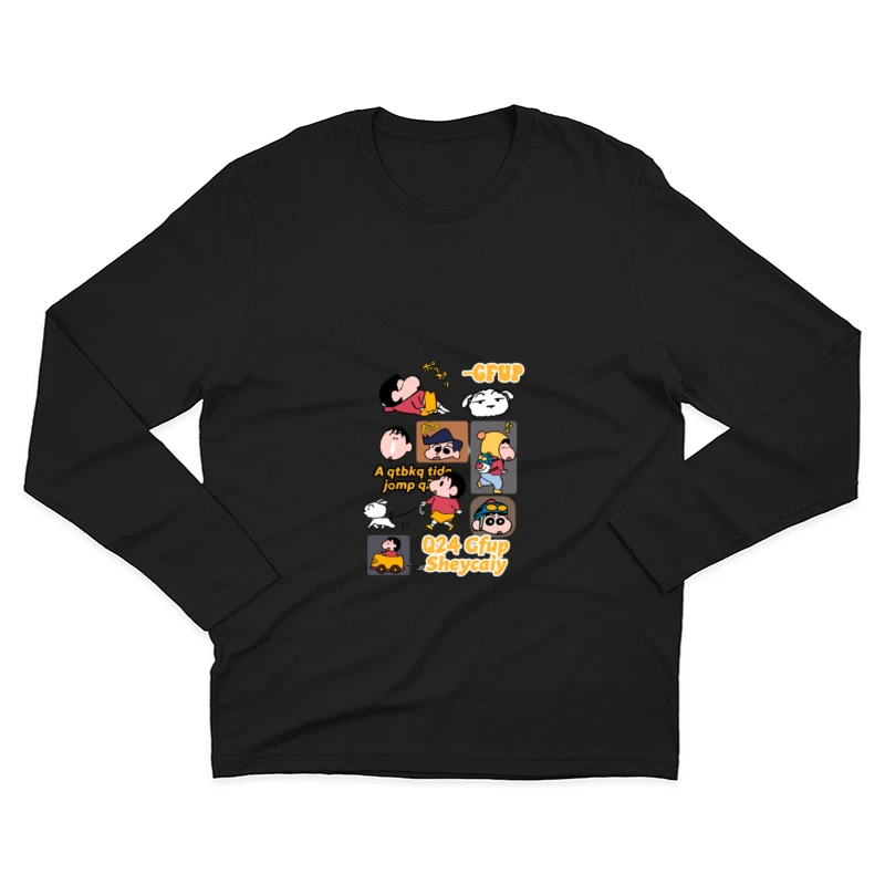 Comic-Charaktere in lustigen Posen Herren Langarm T-Shirt