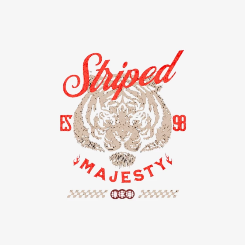 Tigre brodé avec inscription 'Striped Majesty' Femme Manches Longues T-Shirt