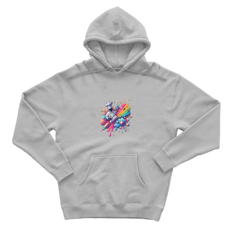 Vibrant Chef's Creative Culinary Rainbow Splash Art Male Pullover Hoodie