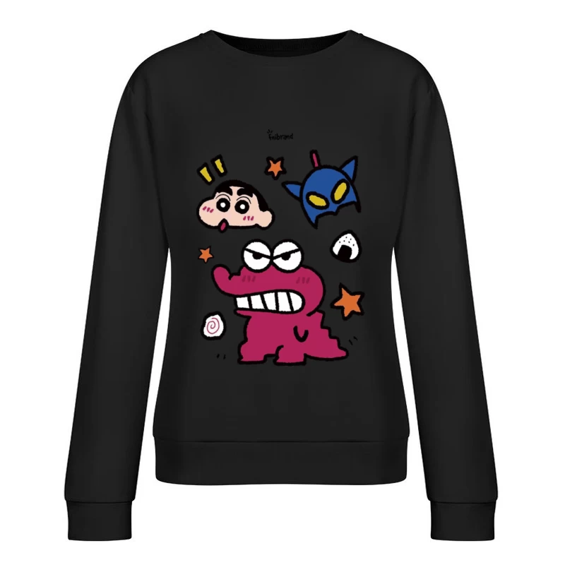 Bunter Cartoon-Charakter mit Emotionen Damen Pullover Sweatshirt