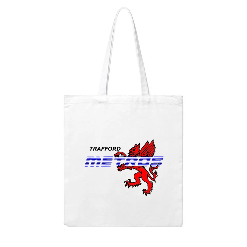 Trafford Metro Transit Logo with Red Heraldic Dragon Cotton Tote Bag