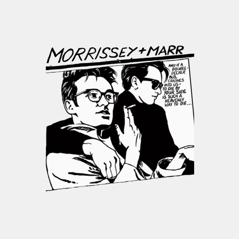 Black and White Comic Style Portrait of Morrissey and Marr with Dark Humor Quote Male Tank Top