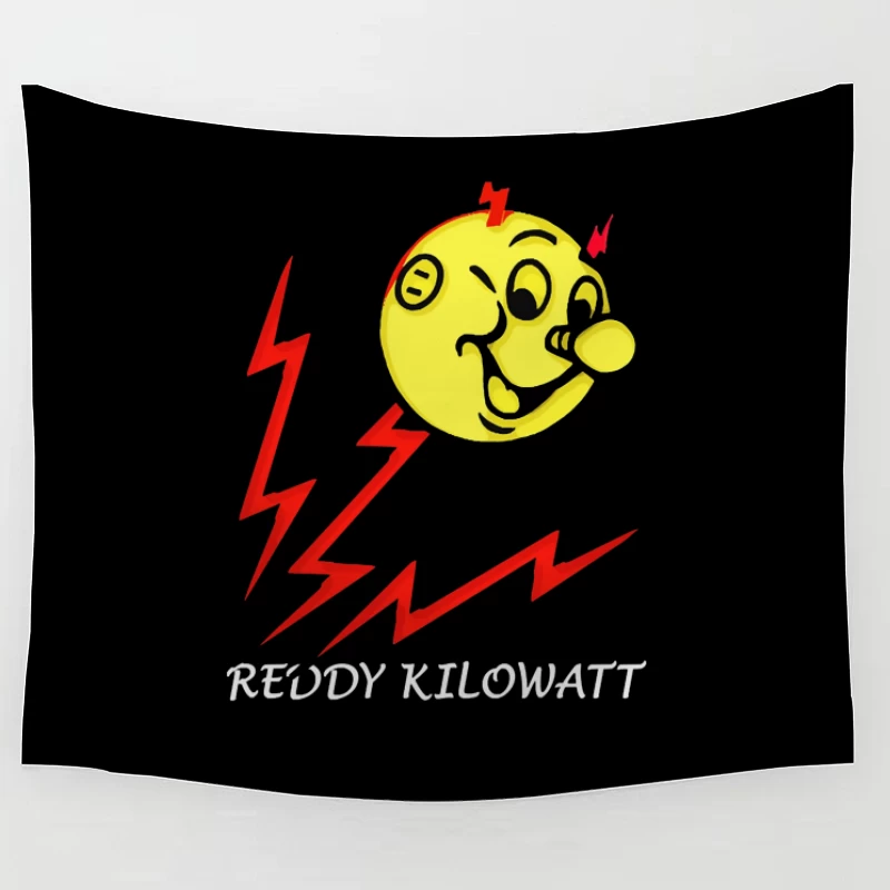 Reddy Kilowatt - Classic Electricity Company Mascot with Lightning Bolts Tapestry